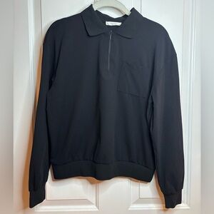 EUC The Row French Terry sweatshirt style top in black size XS